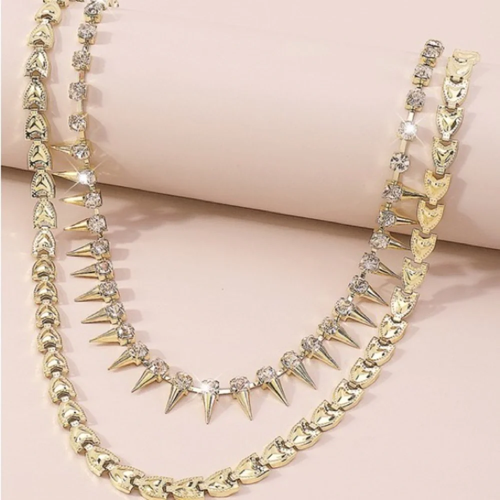 Rivet Rhinestone Necklace - Picture 2 of 3